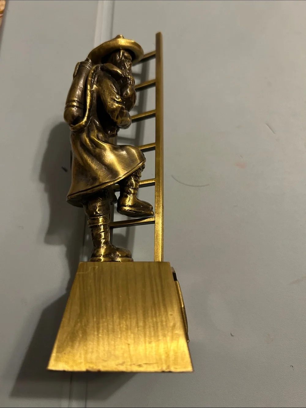 Bronze Firefighter Wall Clock Sculpture - Gold Home Wall Decor